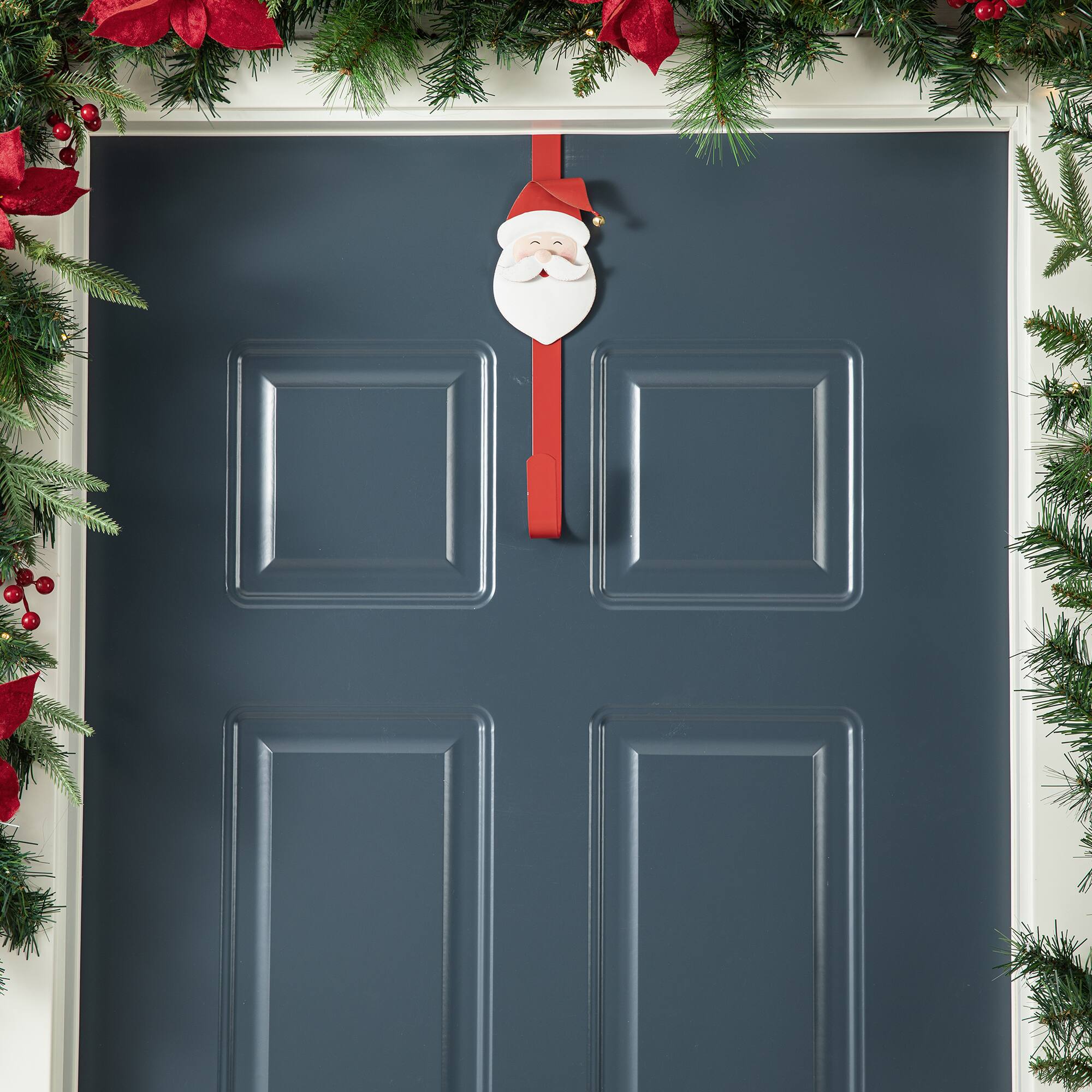 Glitzhome® 14" Christmas Metal Elf, Snowman & Santa Wreath Hanger Set